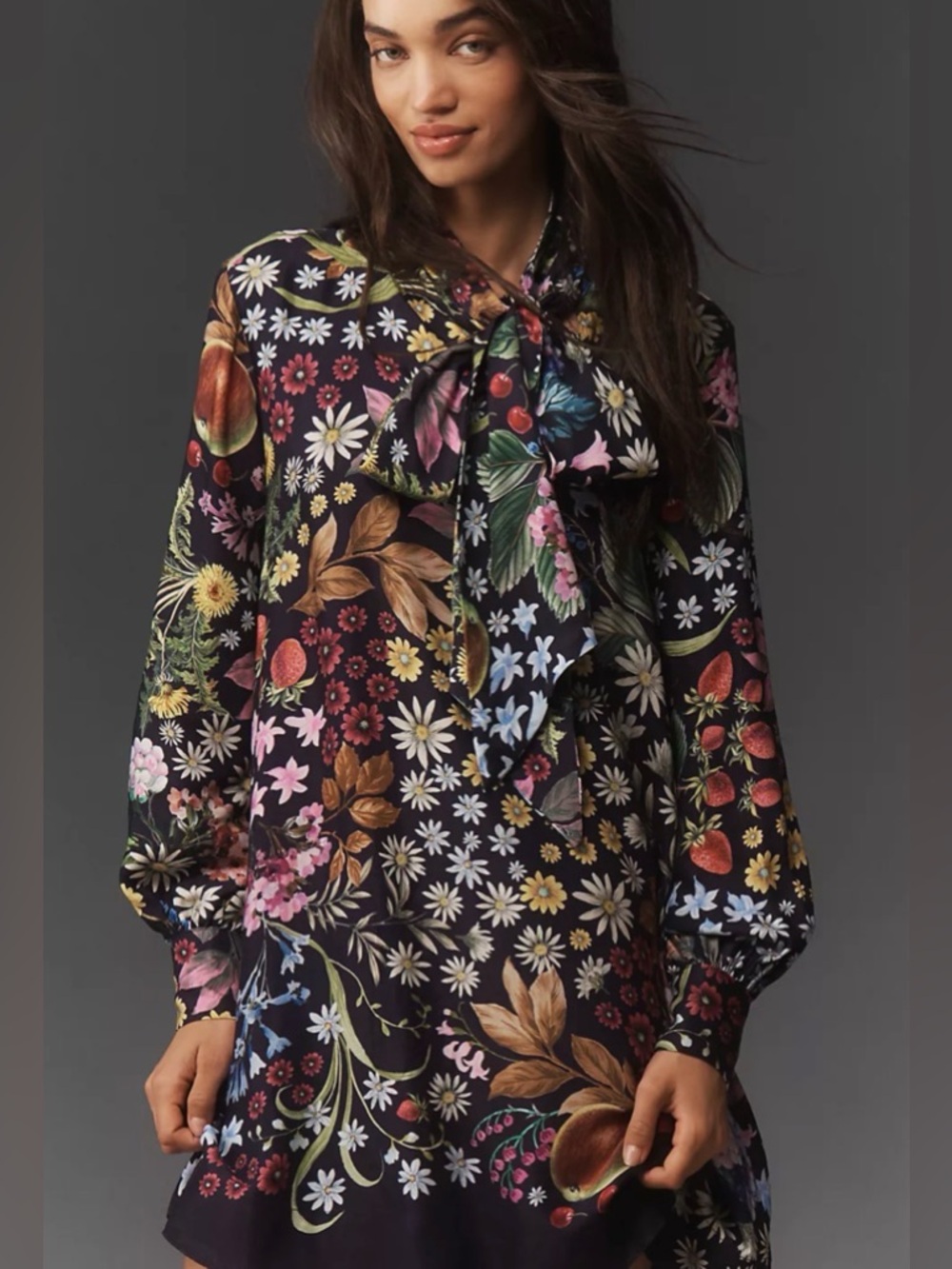 Anthropologie The Caroline Tie-Neck Mini Dress by Maeve